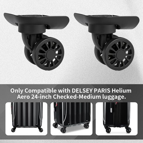 2Pcs Luggage Suitcase Wheels,Only Compatible with DELSEY 24 Inch Checked-Medium ,luggage wheels replacement with Screws/screwdriver,360° Rotation Spinner Wheel,Mute Double Row Swivel Wheel(Black) in Saudi Arabia