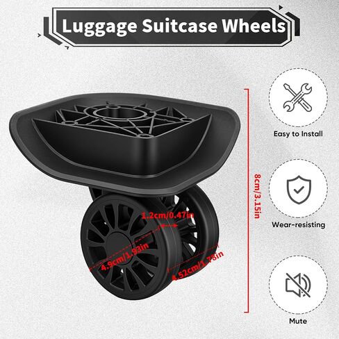 2Pcs Luggage Suitcase Wheels,Only Compatible with DELSEY 24 Inch Checked-Medium ,luggage wheels replacement with Screws/screwdriver,360° Rotation Spinner Wheel,Mute Double Row Swivel Wheel(Black) in Saudi Arabia