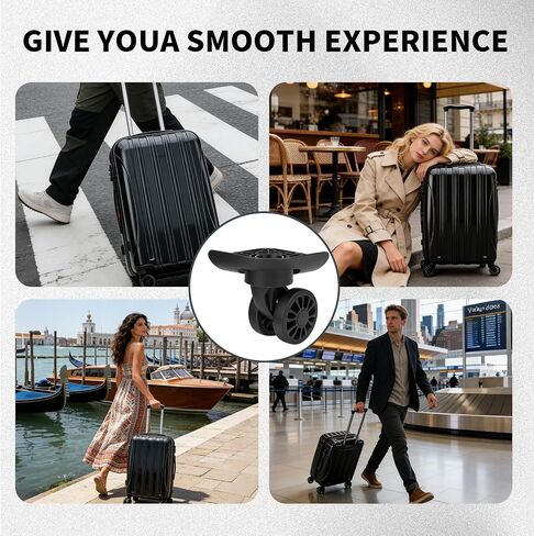 2Pcs Luggage Suitcase Wheels,Only Compatible with DELSEY 24 Inch Checked-Medium ,luggage wheels replacement with Screws/screwdriver,360° Rotation Spinner Wheel,Mute Double Row Swivel Wheel(Black) in Saudi Arabia