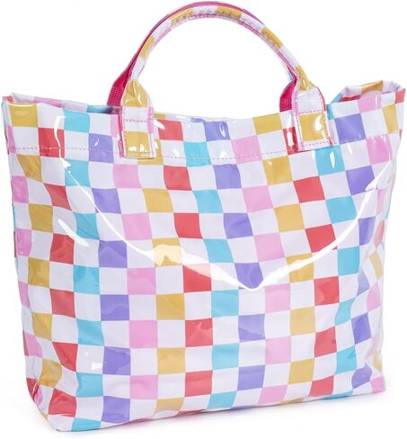 Aimyoo Striped PVC Tote Bag for Women, Waterproof Plastic Handbag for Beach Pool, Topbag for Girls Summer Vacation Travel | Stylish in Saudi Arabia