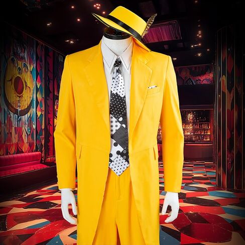 Mens Yellow Suit Uniform Movie Costume Cospaly Hat Halloween Stylish Outfit in Saudi Arabia