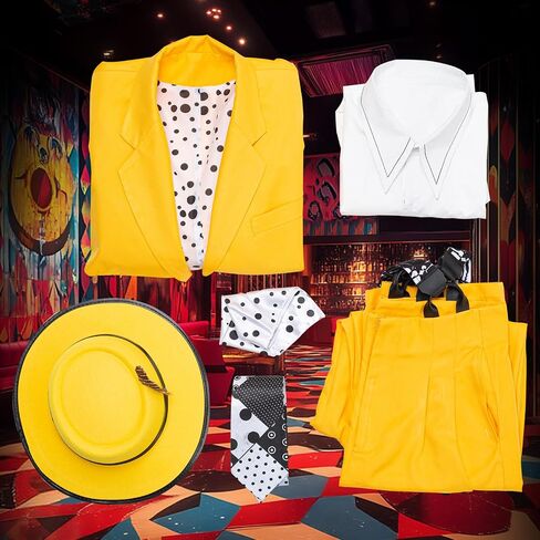 Mens Yellow Suit Uniform Movie Costume Cospaly Hat Halloween Stylish Outfit in Saudi Arabia