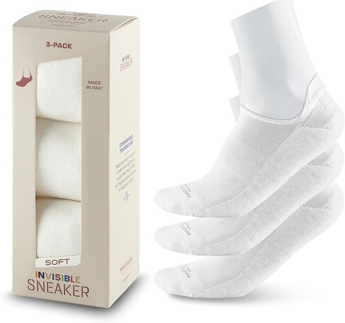 Marcoliani Milano Made in Italy - Sneaker Mens No Show Always Stay Up | Microcushion Technology | Cotton 3 Pairs Solid Color in Kuwait