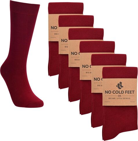 No Cold Feet Men’s Burgundy Dress Socks – Classic Soft Crew Dress Socks, All-Day Comfort for Work, Business or Weddings in Saudi Arabia
