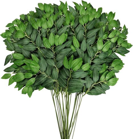 48 PCS Artificial Italian Ruscus Greenery - Fake Silk Green Leaf Stems for DIY Wedding Arrangements Garland Arch Bouquet Table Centerpieces Fireplace Hearth Decorations in Saudi Arabia