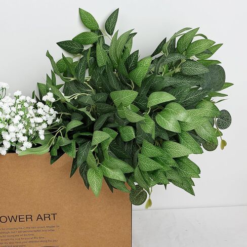 48 PCS Artificial Italian Ruscus Greenery - Fake Silk Green Leaf Stems for DIY Wedding Arrangements Garland Arch Bouquet Table Centerpieces Fireplace Hearth Decorations in Saudi Arabia