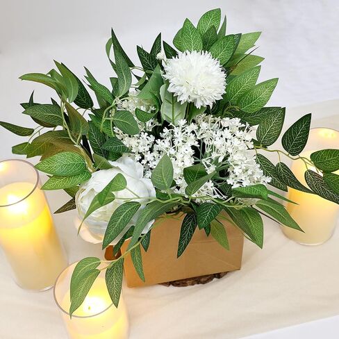 48 PCS Artificial Italian Ruscus Greenery - Fake Silk Green Leaf Stems for DIY Wedding Arrangements Garland Arch Bouquet Table Centerpieces Fireplace Hearth Decorations in Saudi Arabia