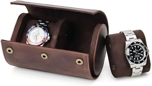 Genuine Leather Watch Roll Travel Case,3 Slots Full Grain Leather Watch Box with Pillow for Men,Watch Storage Organizer for Home Storage, Gifts in Saudi Arabia
