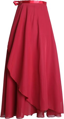 Ballet Skirt Women Sheer Long Dance Skirt for Girls Chiffon Skirts with Adjustable Tie Waist in Saudi Arabia