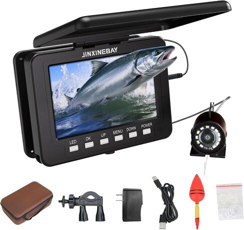 Underwater Fishing Camera,Portable 5" Ice Fishing Camera Underwater, USB-C Charge, 3-Grade IR Lighting, 4X Zoom, 1000TVL Ice Fishing Fish Finder for Boat Lake Kayak Ice Fishing in Kuwait