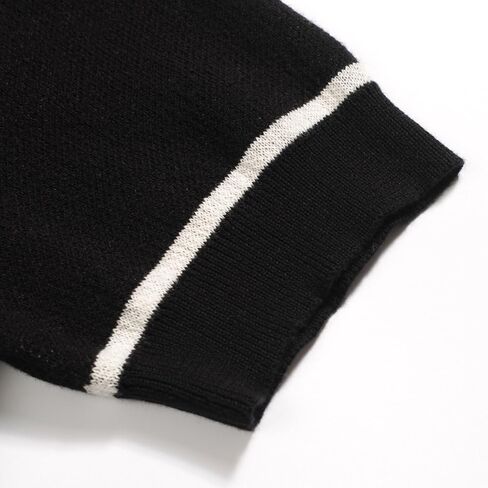 قمصان بولو للرجال من OXKNIT، قمصان قصيرة كاجوال برقبة على شكل حرف V وأكمام قصيرة بنمط عصري من الستينيات، أسود in Kuwait