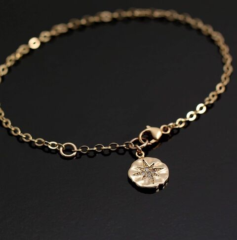14K Gold CZ Starburst Warrior Bracelet - Survivor Gift in Kuwait