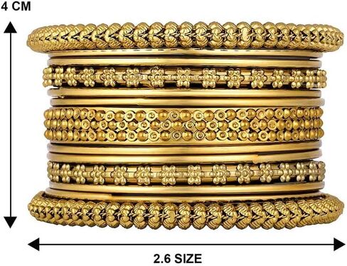Aheli Gold Plated 2.6 Inch Metal Bangles Ethnic Fashion Jewellery Gift for Women in Kuwait