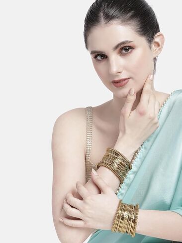 Aheli Gold Plated 2.6 Inch Metal Bangles Ethnic Fashion Jewellery Gift for Women in Kuwait