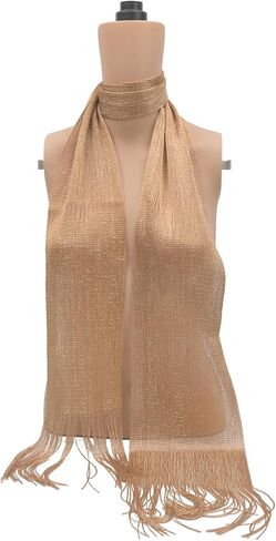Coraline Golden Long Shiny Skinny Scarf 79'' Rave Sparkly Thin Head Scarf Y2K Necktie Waist Belt Festival Accessories for Women in Saudi Arabia