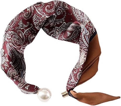 Silk Scarf Necklace for Woman Trendy Magnetic Pearl Neck Scarf Choker Satin Skinny Neckerchief Hair Bandanas Scarves in Saudi Arabia
