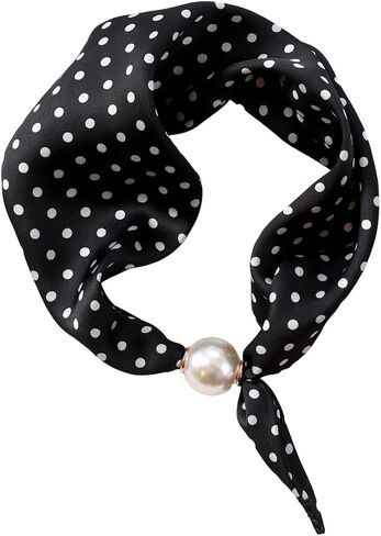 Silk Scarf Necklace for Woman Trendy Magnetic Pearl Neck Scarf Choker Satin Skinny Neckerchief Hair Bandanas Scarves in Saudi Arabia