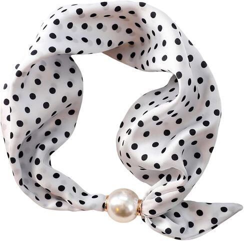 Silk Scarf Necklace for Woman Trendy Magnetic Pearl Neck Scarf Choker Satin Skinny Neckerchief Hair Bandanas Scarves in Saudi Arabia