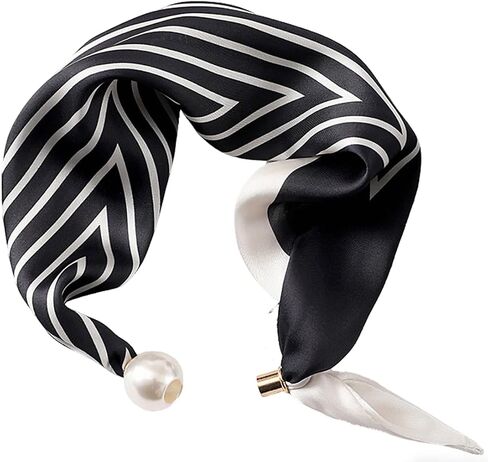 Silk Scarf Necklace for Woman Trendy Magnetic Pearl Neck Scarf Choker Satin Skinny Neckerchief Hair Bandanas Scarves in Saudi Arabia