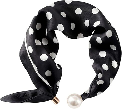 Silk Scarf Necklace for Woman Trendy Magnetic Pearl Neck Scarf Choker Satin Skinny Neckerchief Hair Bandanas Scarves in Saudi Arabia