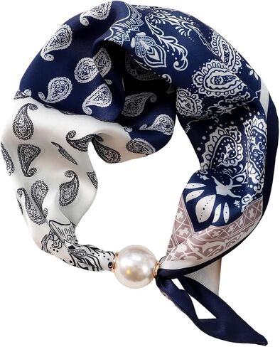 Silk Scarf Necklace for Woman Trendy Magnetic Pearl Neck Scarf Choker Satin Skinny Neckerchief Hair Bandanas Scarves in Saudi Arabia
