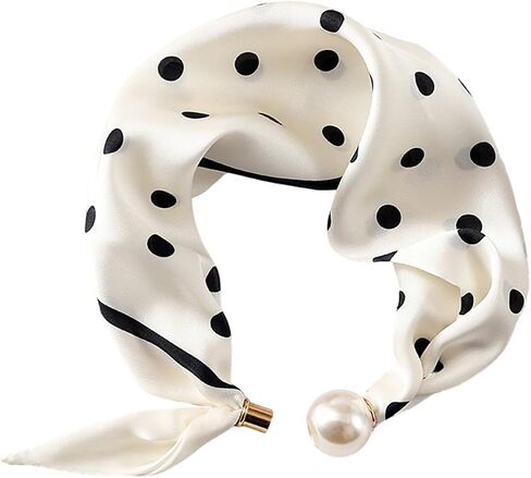 Silk Scarf Necklace for Woman Trendy Magnetic Pearl Neck Scarf Choker Satin Skinny Neckerchief Hair Bandanas Scarves in Saudi Arabia