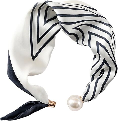 Silk Scarf Necklace for Woman Trendy Magnetic Pearl Neck Scarf Choker Satin Skinny Neckerchief Hair Bandanas Scarves in Saudi Arabia