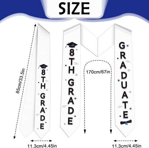 8th Grade Graduation Stole - 8th Grade Grad Sash Class of 2026 Graduation Honor Grad Stoles Sashes Gift for Teenagers Boys Girls Middle School Students Graduates Party Decorations 34 Inch in Saudi Arabia