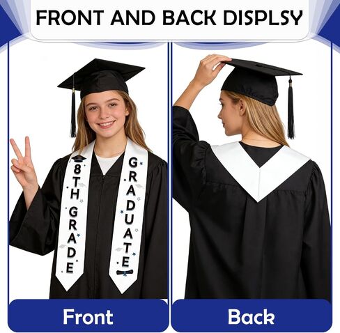8th Grade Graduation Stole - 8th Grade Grad Sash Class of 2026 Graduation Honor Grad Stoles Sashes Gift for Teenagers Boys Girls Middle School Students Graduates Party Decorations 34 Inch in Saudi Arabia