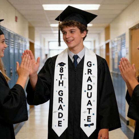 8th Grade Graduation Stole - 8th Grade Grad Sash Class of 2026 Graduation Honor Grad Stoles Sashes Gift for Teenagers Boys Girls Middle School Students Graduates Party Decorations 34 Inch in Saudi Arabia