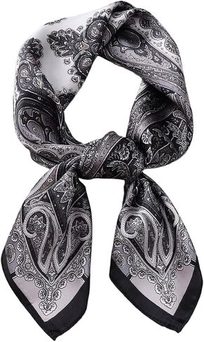 27" Paisley Silky Satin Head Hair Scarf Square Bandanas Headscarf Wrap for Women Bag Purse Scarf for Handbags in Saudi Arabia
