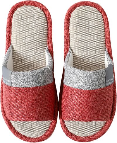 Japanese Style Open Toe Slippers Cotton Linen Indoor House Shoes For Men And Women Breathable Lightweight Washable Onsen Sandals Comfy Bedroom Floor Summer Home Footwear in Saudi Arabia