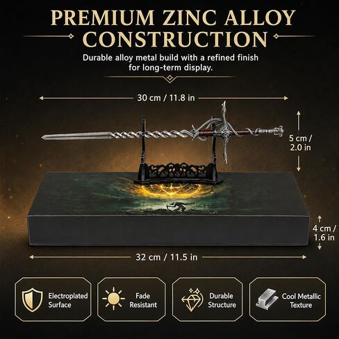 Eldens Rings Fire Knight's Greatsword Model – 11.8" Mini Metal Sword Fantasy RPG Collectible,Premium Display Sword for Gaming Room & Desk Decor,Unique Gifts for Gamers and Sword Collectors in Saudi Arabia
