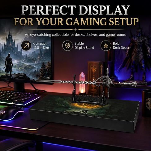 Eldens Rings Fire Knight's Greatsword Model – 11.8" Mini Metal Sword Fantasy RPG Collectible,Premium Display Sword for Gaming Room & Desk Decor,Unique Gifts for Gamers and Sword Collectors in Saudi Arabia
