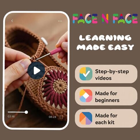 مجموعة أحذية كروشيه FACE N FACE للمبتدئين والكبار - مجموعة صنع الأحذية DIY مع مربع الجدة عباد الشمس الأصفر، حزام ماري جين للنساء مقاس أمريكي 7.5-10 in Kuwait