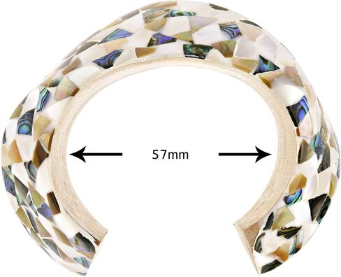 AeraVida Adjustable Vintage Mixed Seashells Inlay Mosaic Wooden Cuff Bracelet | Elegant Handmade Jewelry for Women | Handmade Abalone shell Bracelet | Vintage Gifts for Women | Statement Bracelet in Saudi Arabia