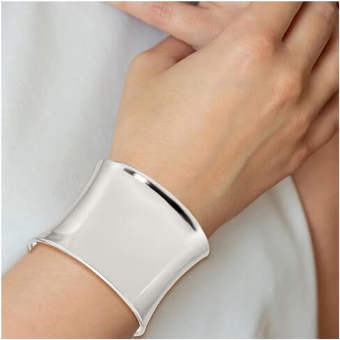 Sterling Silver Polished Cuff Bangle Bracelet (50mm) in Saudi Arabia