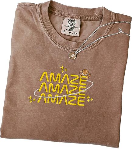 قميص Amaze Amaze Amaze المطرز، تي شيرت بألوان مريحة مستوحاة من الخيال العلمي، تي شيرت مضحك باقتباس الفضاء متعدد in Kuwait