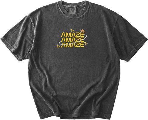 قميص Amaze Amaze Amaze المطرز، تي شيرت بألوان مريحة مستوحاة من الخيال العلمي، تي شيرت مضحك باقتباس الفضاء متعدد in Kuwait
