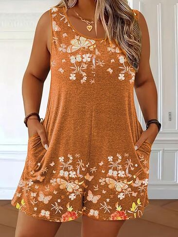 Womens Plus Size Summer Casual Loose Sleeveless Overalls Spaghetti Strap Full Length Jumpsuit Beach Vacation Clothes in Kuwait