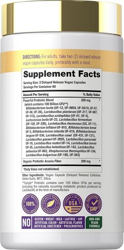 Carlyle Probiotic 100 Billion CFU | 120 Capsules | Delayed Release | 31 Probiotic Strains | with Prebiotic Fiber | Vegan, Non GMO, Gluten Free in Kuwait