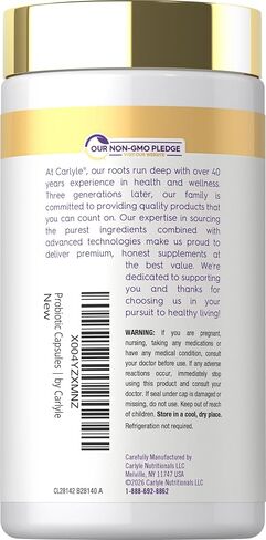 Carlyle Probiotic 100 Billion CFU | 120 Capsules | Delayed Release | 31 Probiotic Strains | with Prebiotic Fiber | Vegan, Non GMO, Gluten Free in Kuwait