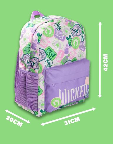 Wicked Girls Purple Graphic Print Backpack | Zip-Up School Bag | Icons Design for Back to School | Kids Movie Merchandise in Saudi Arabia