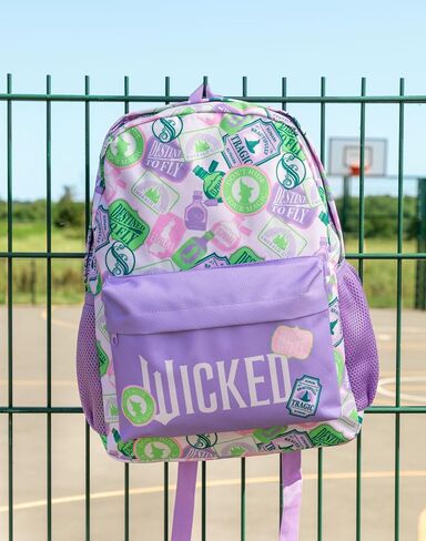 Wicked Girls Purple Graphic Print Backpack | Zip-Up School Bag | Icons Design for Back to School | Kids Movie Merchandise in Saudi Arabia