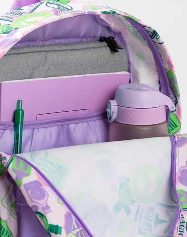 Wicked Girls Purple Graphic Print Backpack | Zip-Up School Bag | Icons Design for Back to School | Kids Movie Merchandise in Saudi Arabia
