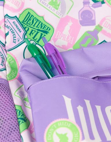 Wicked Girls Purple Graphic Print Backpack | Zip-Up School Bag | Icons Design for Back to School | Kids Movie Merchandise in Saudi Arabia