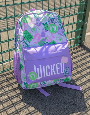 Wicked Girls Purple Graphic Print Backpack | Zip-Up School Bag | Icons Design for Back to School | Kids Movie Merchandise in Saudi Arabia