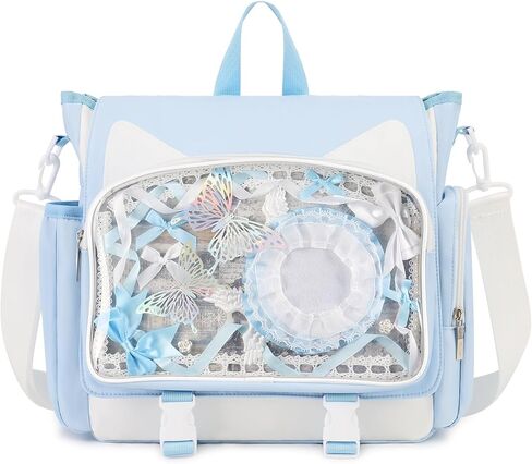 TINYAT Kawaii Ita Bag Backpack Cute Backpack for Women Men Pin Display Bag Aesthetic Cat Ita Daypack Crossbody for Anime Y2K in Saudi Arabia