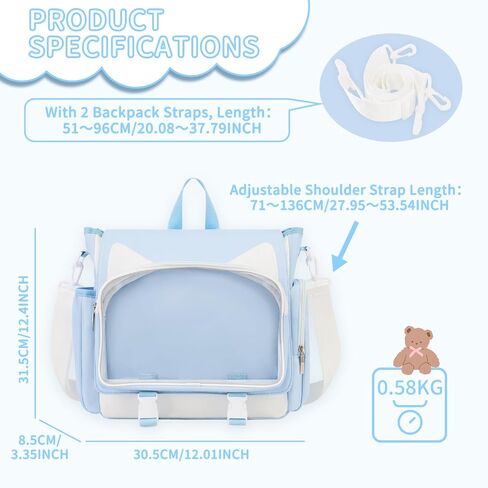 TINYAT Kawaii Ita Bag Backpack Cute Backpack for Women Men Pin Display Bag Aesthetic Cat Ita Daypack Crossbody for Anime Y2K in Saudi Arabia