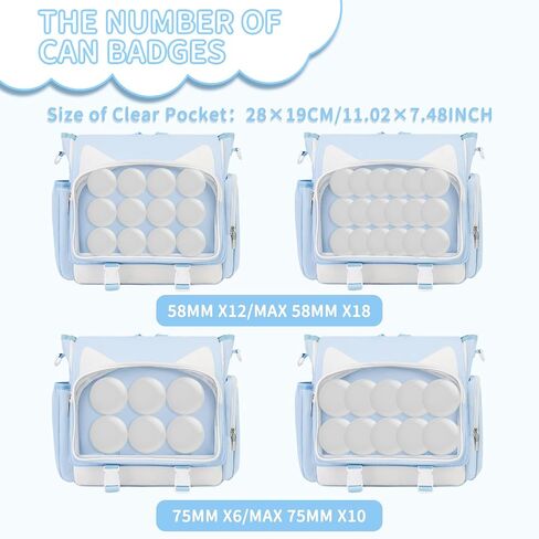 TINYAT Kawaii Ita Bag Backpack Cute Backpack for Women Men Pin Display Bag Aesthetic Cat Ita Daypack Crossbody for Anime Y2K in Saudi Arabia